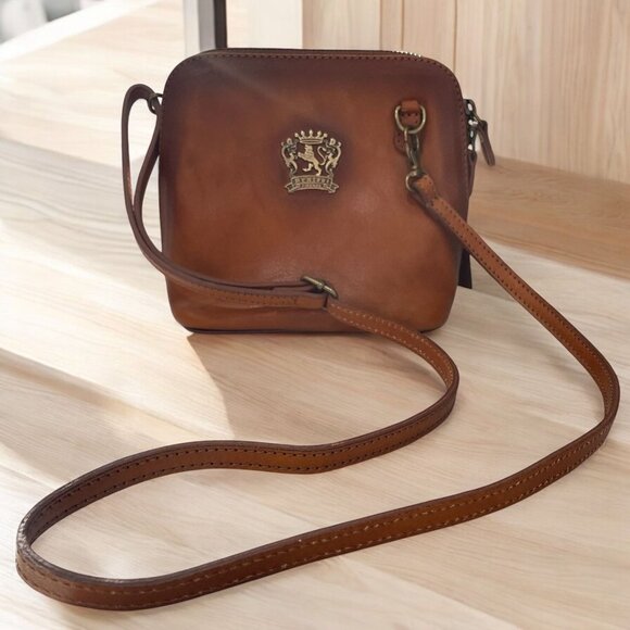 Pratesi Handbags - Pratesi Firenze Italian Leather Crossbody Bag Brown Handcrafted Retro Rustic